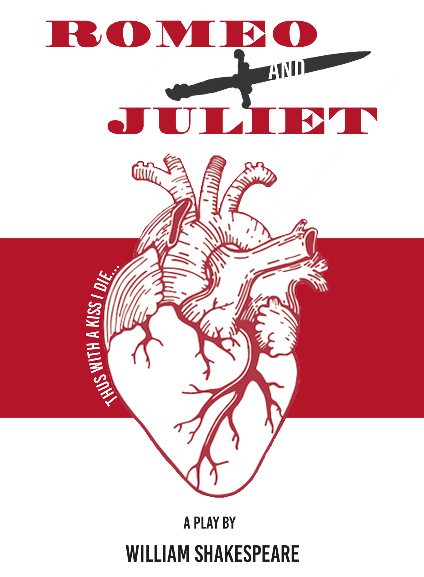 Romeo and Juliet cover with image of a red anatomical heart and dagger